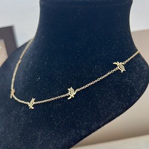 Gold sea turtle necklace 15.5”-19” adjustable
